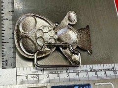 Robot Martian Boy Belt Buckle Silver Color Red Huge Adorable Eyes