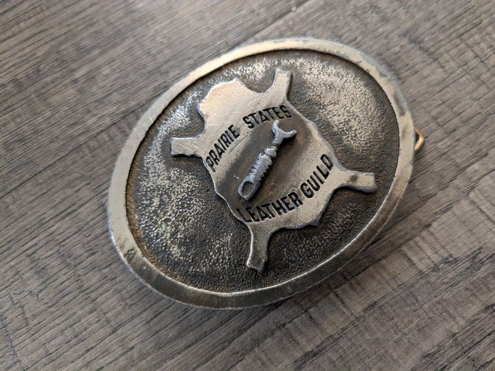 Vintage 1973 James Lind PRARIE STATES LEATHER GUILD Belt Buckle Wyoming Studio