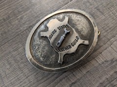 Vintage 1973 James Lind PRARIE STATES LEATHER GUILD Belt Buckle Wyoming Studio