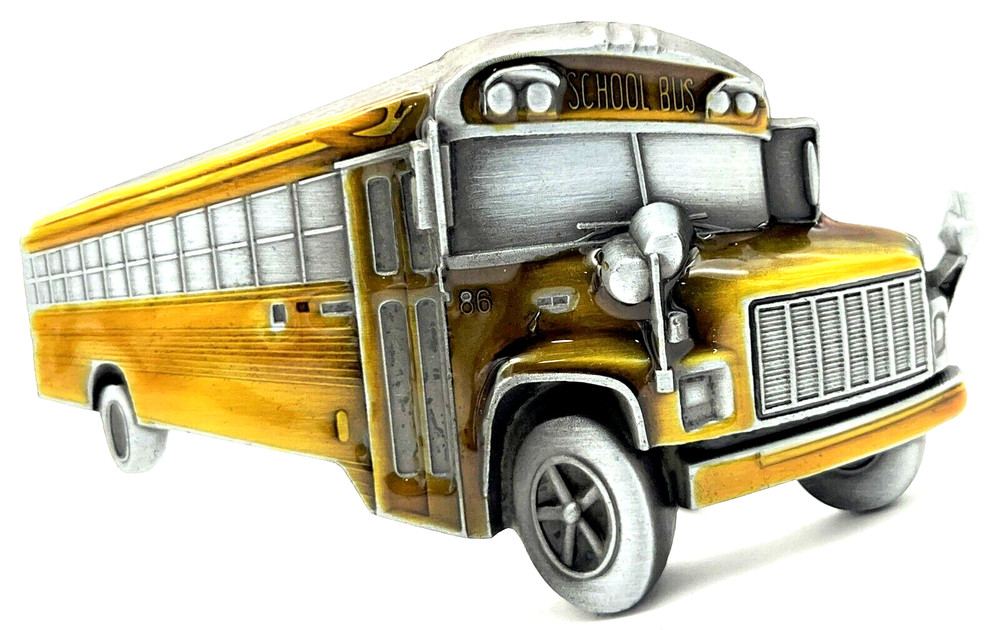 School Bus Yellow Enameled Belt Buckle New