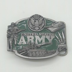 Vintage 1987 US Army Siskiyou J-50 Heavy 80s Belt Buckle Green Accent Tanks