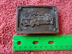 Vintage Belt Buckle Brass Car Transport truck Transporter Rectangular