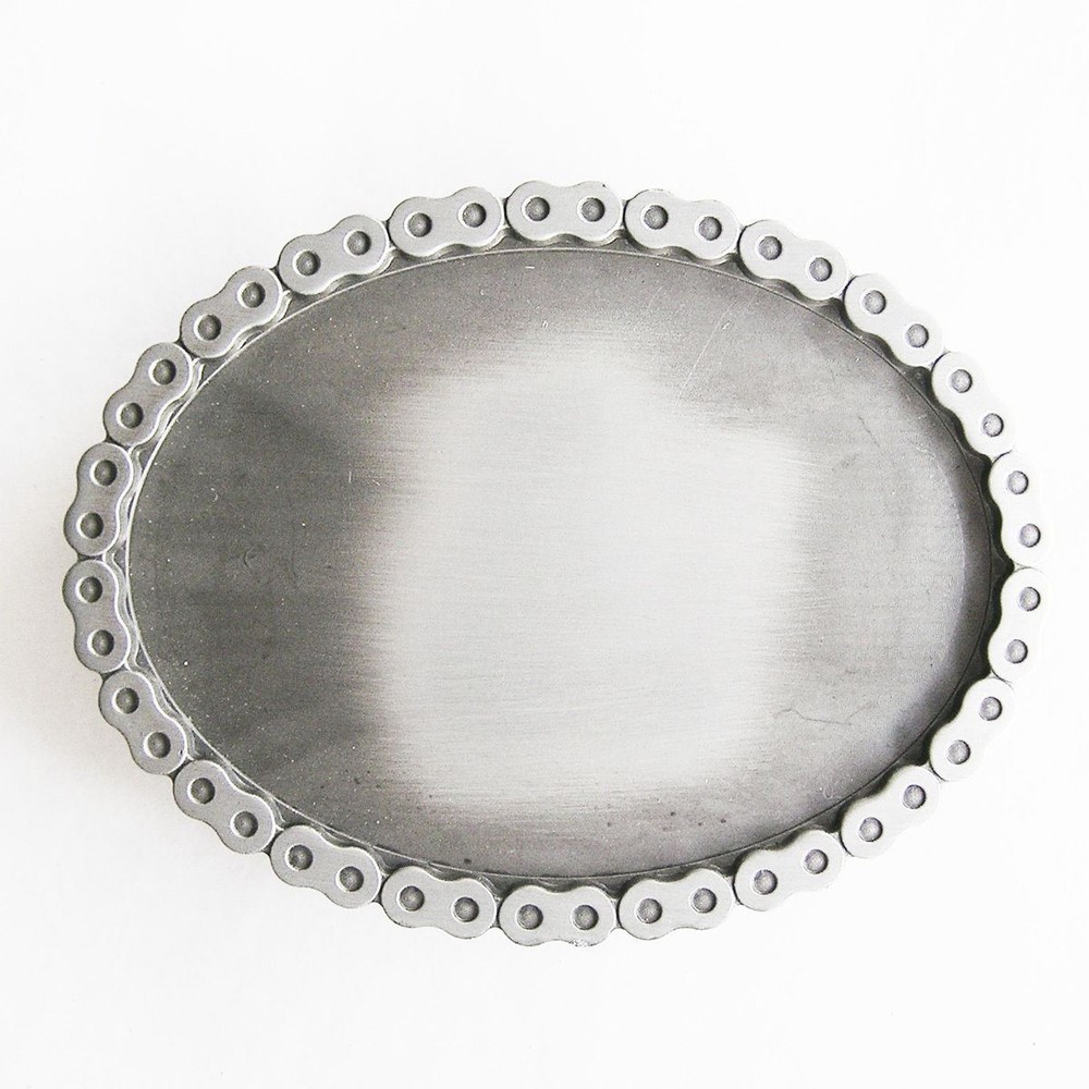 Motorcycle Biker Chain Oval Blank Metal Belt Buckle