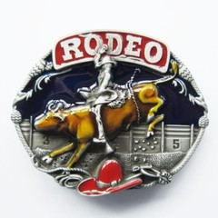 Western Rodeo Bull Riding Rider Cowboy Color Belt Buckle