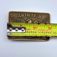Vintage LS Brass Belt Buckle Article II Right to Keep and Bear Arms Eagle USA