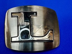 Custom Initial Letter L Silver Tone Outlined Reflective Men Women Belt Buckle