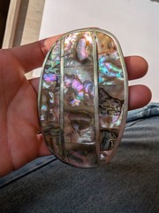 Alpaca Silver Abalone Large Belt Buckle Unisex Mexico Size 3.5&Prime; Iridescent A1