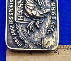 Vintage B.A.S.S. Bass Anglers Sportsman Society Original 1988 Brass Belt Buckle