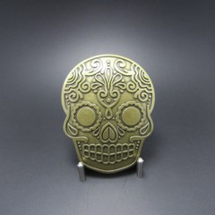 Antique Bronze Plated Vintage Totem Tattoo Skull Metal Belt Buckle