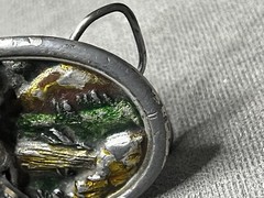 VTG Belt Buckle Bergamot 1983 Deer Buck Hunting Forest Enamel Colors Has Wear