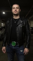 Men Women Silver Metal Belt Buckle Skulls Green Biker Fashion Round Shape Heavy