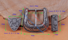 HEAVY DUTY COWBOY WESTERN FLORAL ENGRAVED ANTIQUE SILVER BELT BUCKLE SET 1-1/2&Prime;