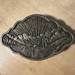 Vintage Bergamot Brass Works D-48 Silver Scenic Western Belt Buckle 1.5in