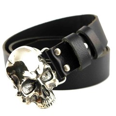Skull belt buckle, Human skull german silver belt buckle Jolly Roger