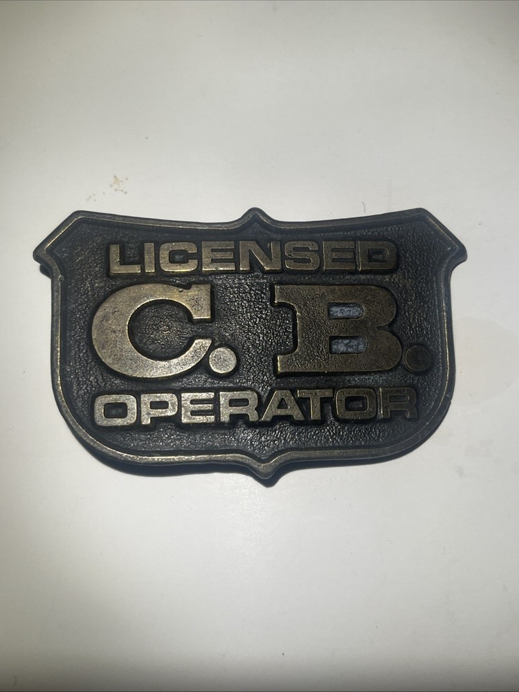Vintage 1976 Oden Leather Design Brass CB Operator Belt Buckle Trucker Western