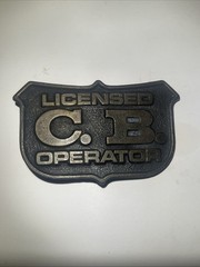 Vintage 1976 Oden Leather Design Brass CB Operator Belt Buckle Trucker Western