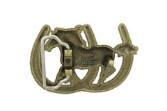 Horse Horshoes Cowboy Western Bronze Plated Belt Buckle