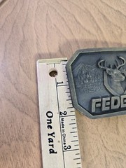 FEDERAL Deer Buck Mount Bronze Belt Buckle by Indiana Metal Craft Vintage