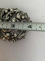 Metal Belt Buckle By Justin Boots Silver Color With Rhinestones 2.25×4