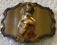 Rain-tree Deer Western Belt Buckle Gold Brown Metal Antique Finish Men
