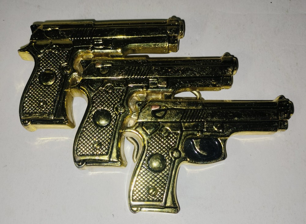 Rock Rebel 3 Pistols Gold-Tone Metal Belt Buckle