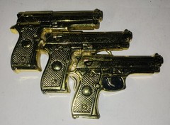 Rock Rebel 3 Pistols Gold-Tone Metal Belt Buckle
