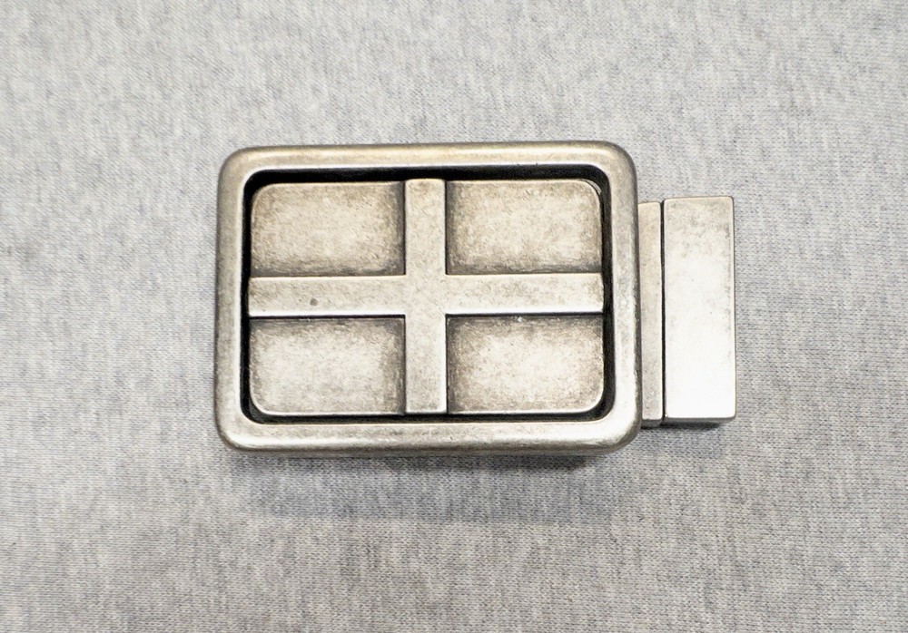 Silver St George Cross England Flag Belt Buckle Swivel Ratchet