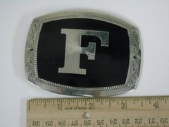 Silver Black F Belt Buckle Made in Italy By Classico heavy A180 A5