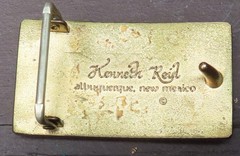 Signed Kenneth Reid Albuquerque NM Wood Turquoise Inlay Belt Buckle Western