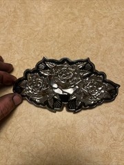 Famous Stars and Straps Wide Belt Buckle with Flower Rose Bouquet Design