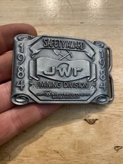 Mining Belt Buckle Collector METAL Original 1984 Safety Award Patina Miner USA