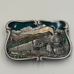 Vintage 1984 Bergamot Brass Works Steam Train Locomotive Belt Buckle U-149 USA