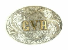 Sterling Silver The Westerner Reno Nevada Belt Buckle GVR Gold Overlay