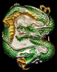 MG18102 *NOS* COOL ***CHINESE DRAGON*** CHROME w/ LACQUER BELT BUCKLE