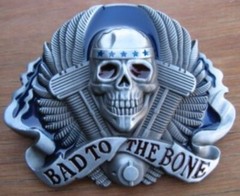 Blue Bad to the Bone Motorcycle Biker Belt Buckle Metal BU159