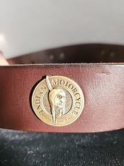Indian Motorcycle Leather Belt Brass Buckle Medallion Conchos Biker Rider Brown