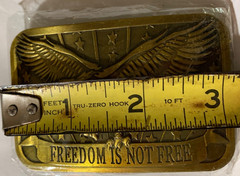 2014 Sponsor « Freedom Is Not Free » Brass Belt Buckle Patriotic Eagle