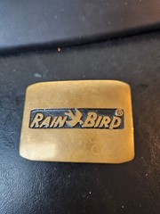 Vtg Rain Bird Logo Brass Belt Buckle