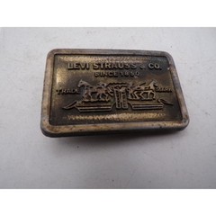 Vintage Levi Strauss & Co Brass Two Horse Logo Womens Kids Buckle Rect Western