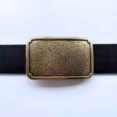 Antique Bronze Plated Southwest Flower Cowgirl Belt Buckle BUCKLE-WG011AB