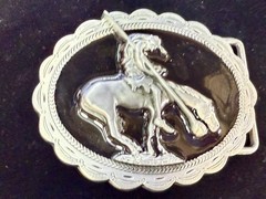 End of the Trail Native American Indian Saga Enameled Silver Color Belt Buckle