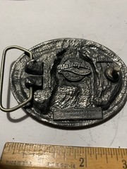 Pewter Belt Buckle Patriotic America Love It or Give it Back NEW sky blue stripe