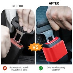 2 PCS Seat Belt Buckle Holder, Durable Silicone Material,Car Accessories, red