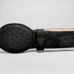 Men’s Ostrich Original Exotic Leather Cowboy Belt 1.5&Prime; Oval Buckle