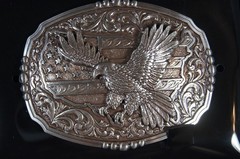 Nocona M&F Western Oval Rectangle Buckle American Flag Eagle 37944