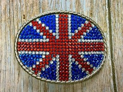 British Union Jack England British Flag Red Blue White Rhinestone Belt Buckle