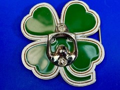 Lucky Four Leaf Clover Shamrock Cut Out Novelty Belt Buckle with Bottle Opener