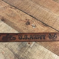US Army Vintage Brown Leather Buckle Belt Mens One Size
