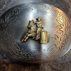 Barrel racing horse floral VINTAGE Belt Buckle Western Style Cowboy Unmarked