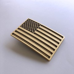Antique Bronze American US Flag Rectangle Belt Buckle also Stock in the US